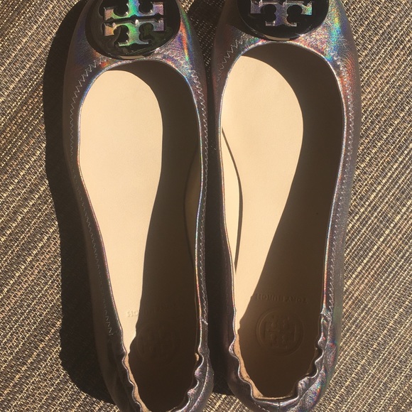 Tory Burch Minnie packable flat hologram gunmetal - Picture 4 of 8